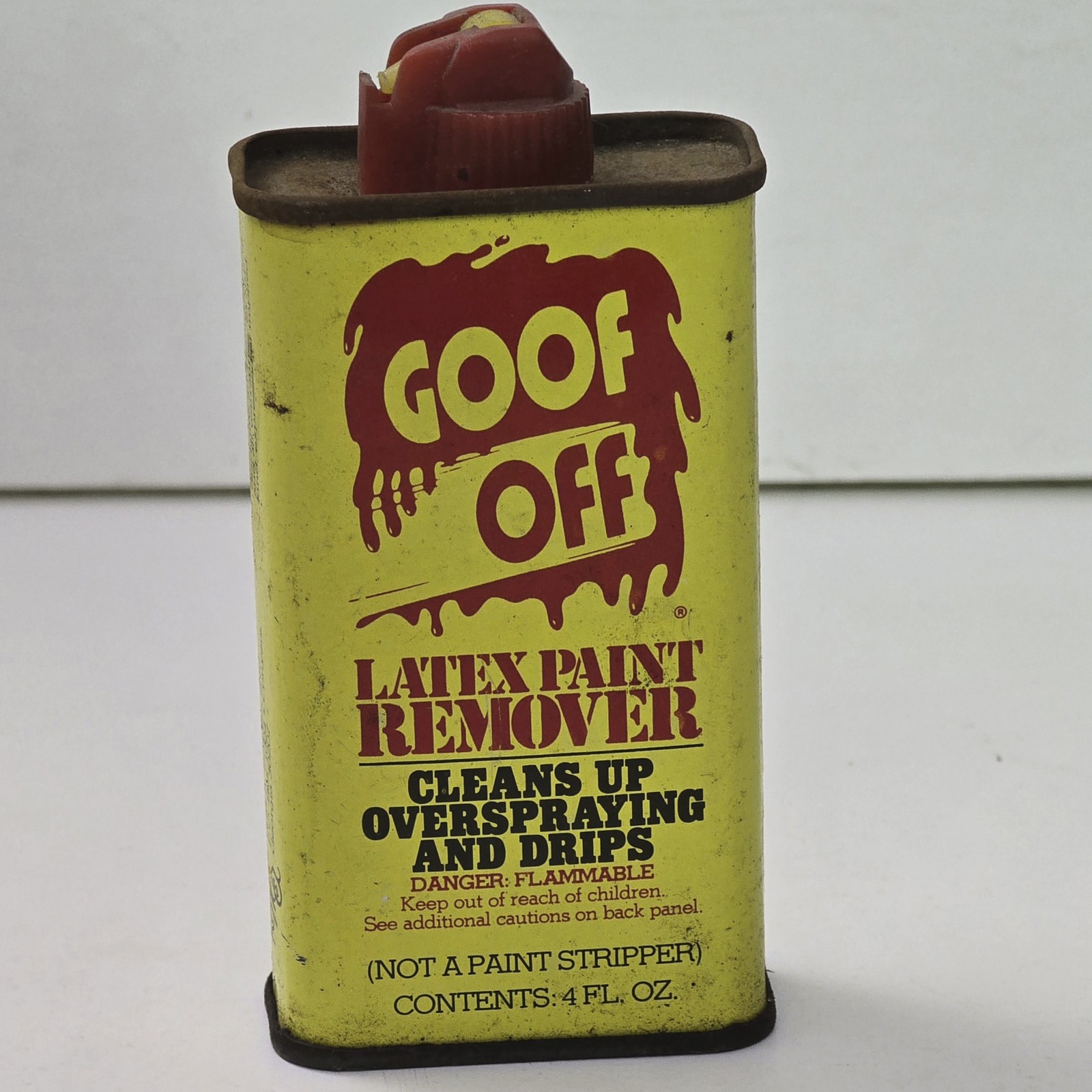 Vintage 1980s Goof Off Latex Paint Remover Empty Tin Can