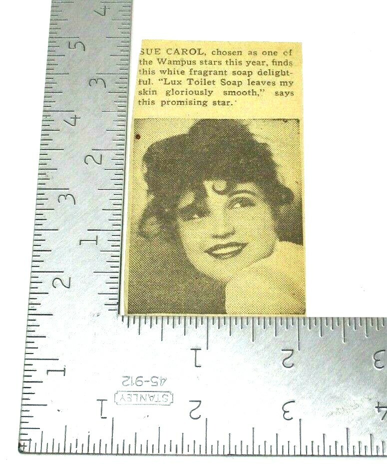 Sue Carol Newspaper Article about Advertisement on Lux Toilet Soap 1930’s (A1)