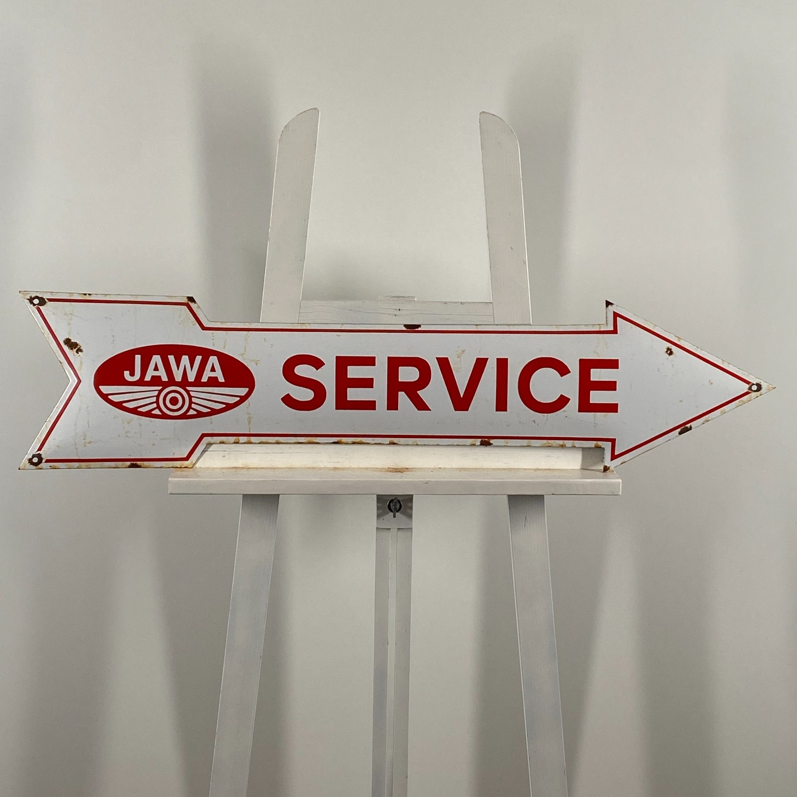 JAWA – Enamel Sign – 89x21cm (35×8.3″) – Nice Large Vintage Garage Service Decor