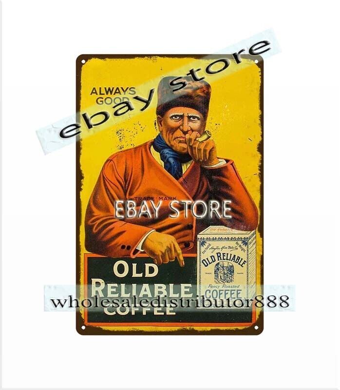 affordable home decor Old Reliable Coffee metal tin sign