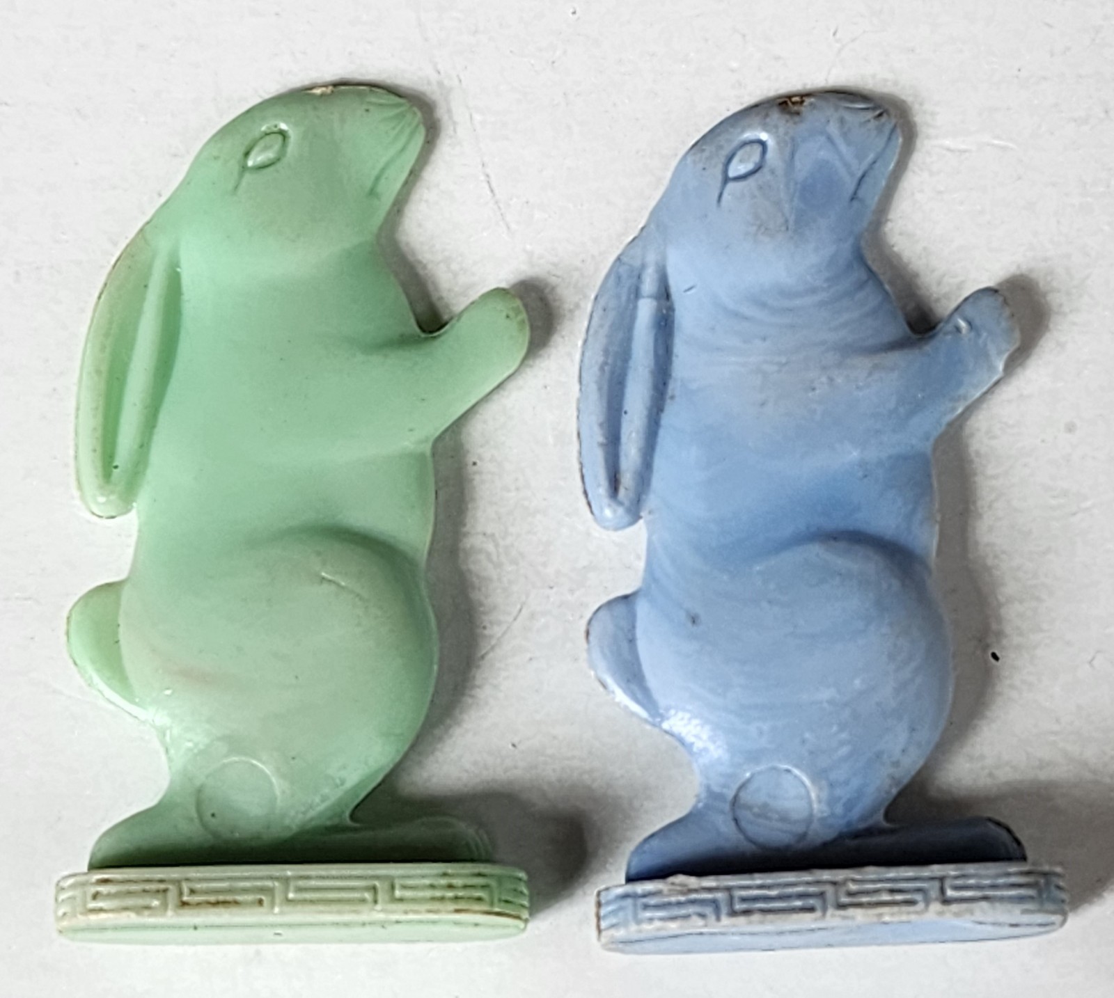 1953 Vintage Two Premium Cracker Jack Prize Stand Up Begging Rabbit Toy