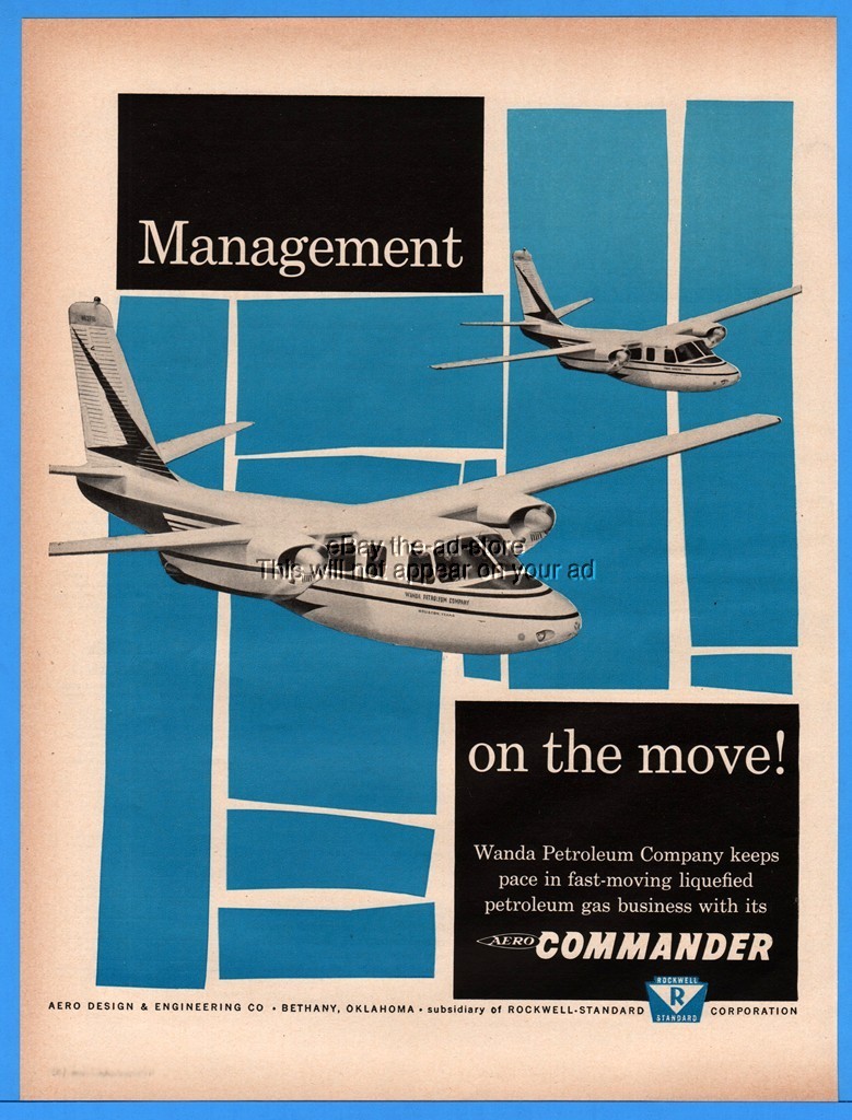 1960 Aero Jet Commander Bethany OK Business Plane Wanda Petroleum Management Ad