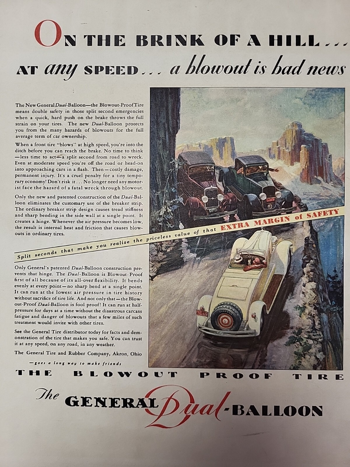 1930 Fortune Magazine General Dual Balloon Blowout Cliff Drama Print Advertising