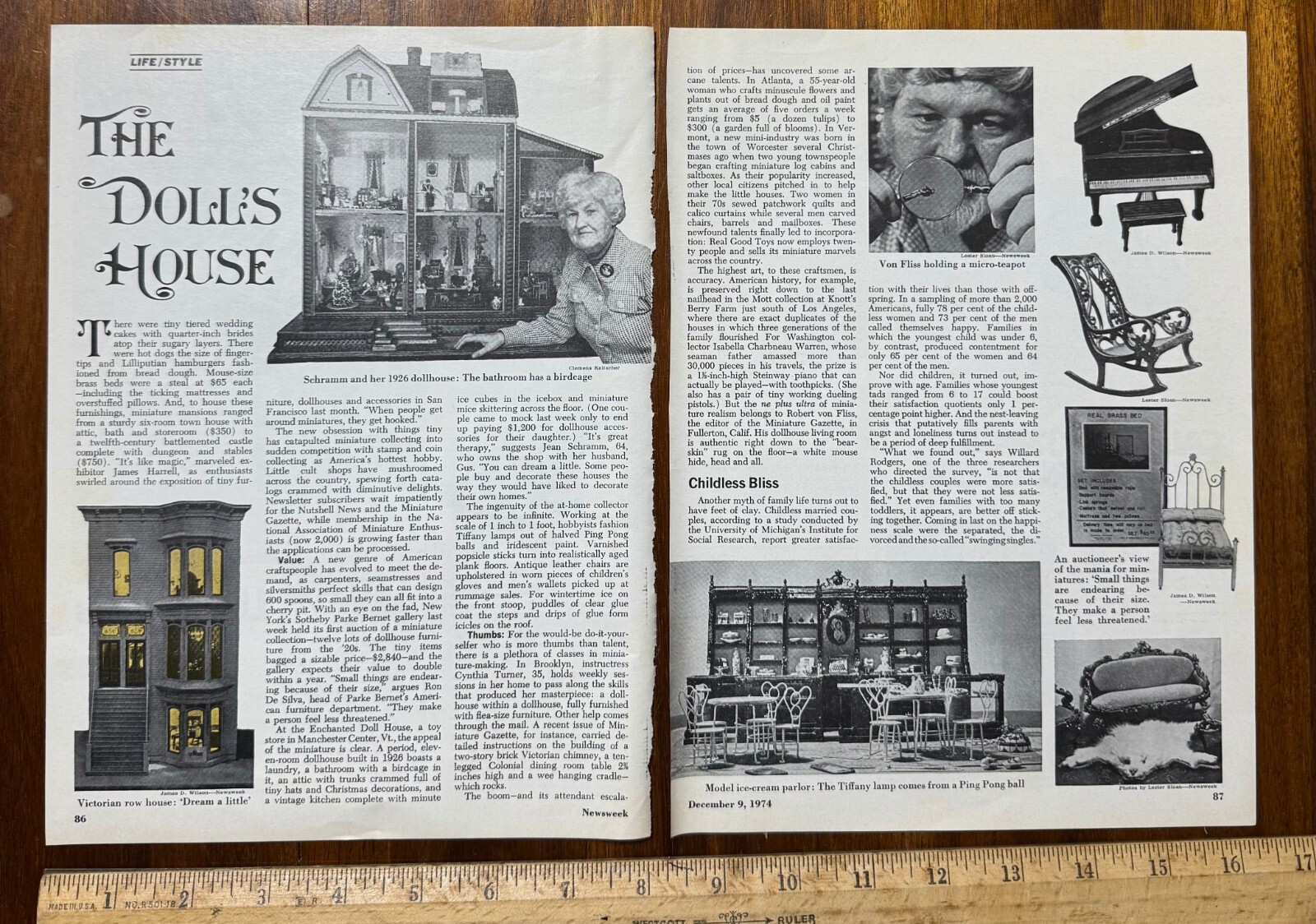 Vtg Dec 1974 Newsweek Mag Article Doll Houses Collectors Miniatures