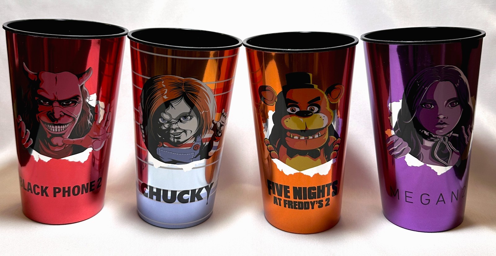 Fanta Halloween 2025 4 Cup SET Megan Chucky Black Phone Five Nights At Freddy’s