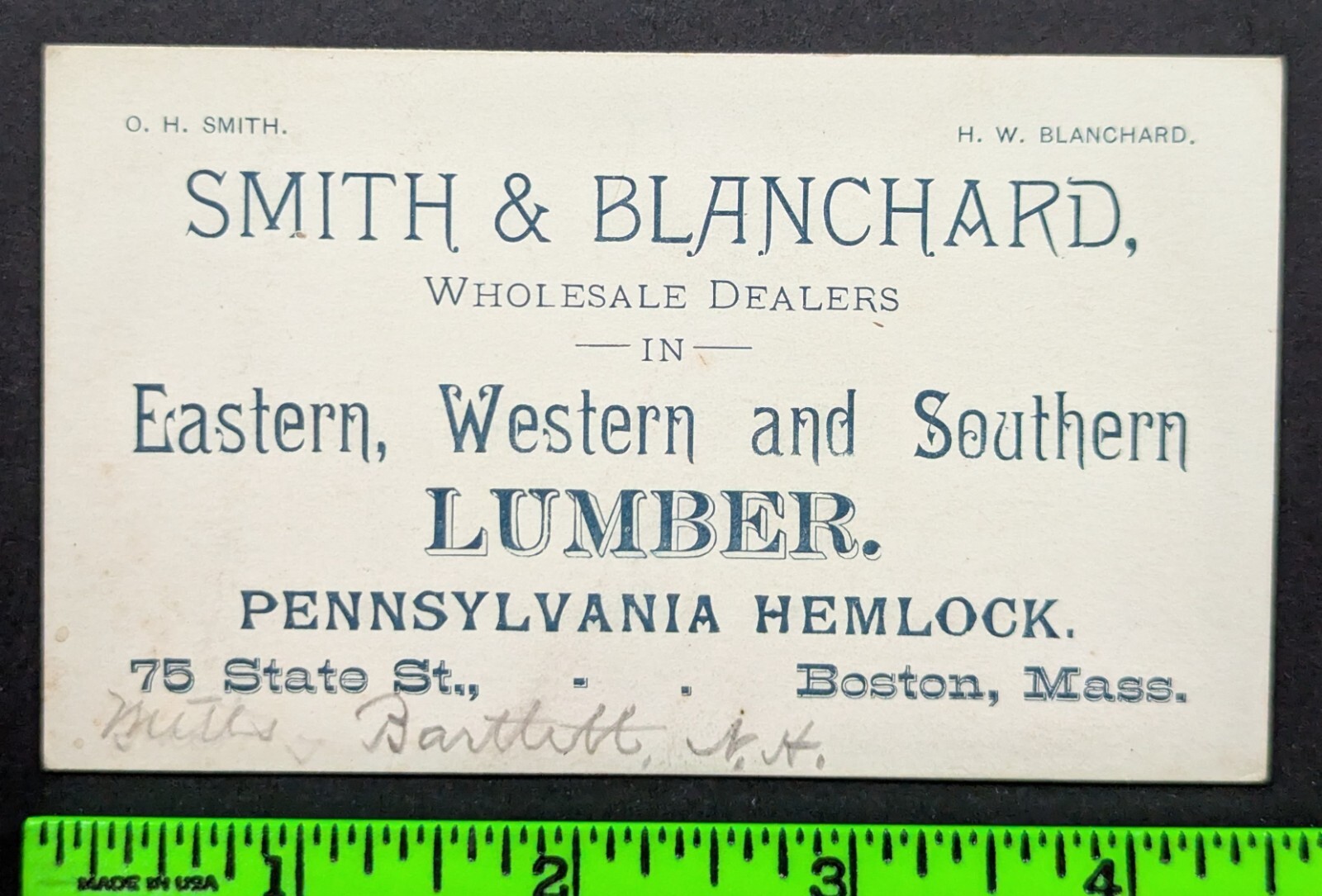 Antique Smith Blanchard Lumber Boston Massachusetts Business Card