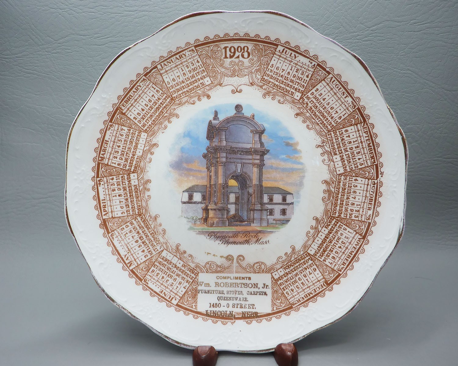 Antique 1908 Calendar Advertising Plate Wm Robertson, Jr Furniture, Lincoln Neb.