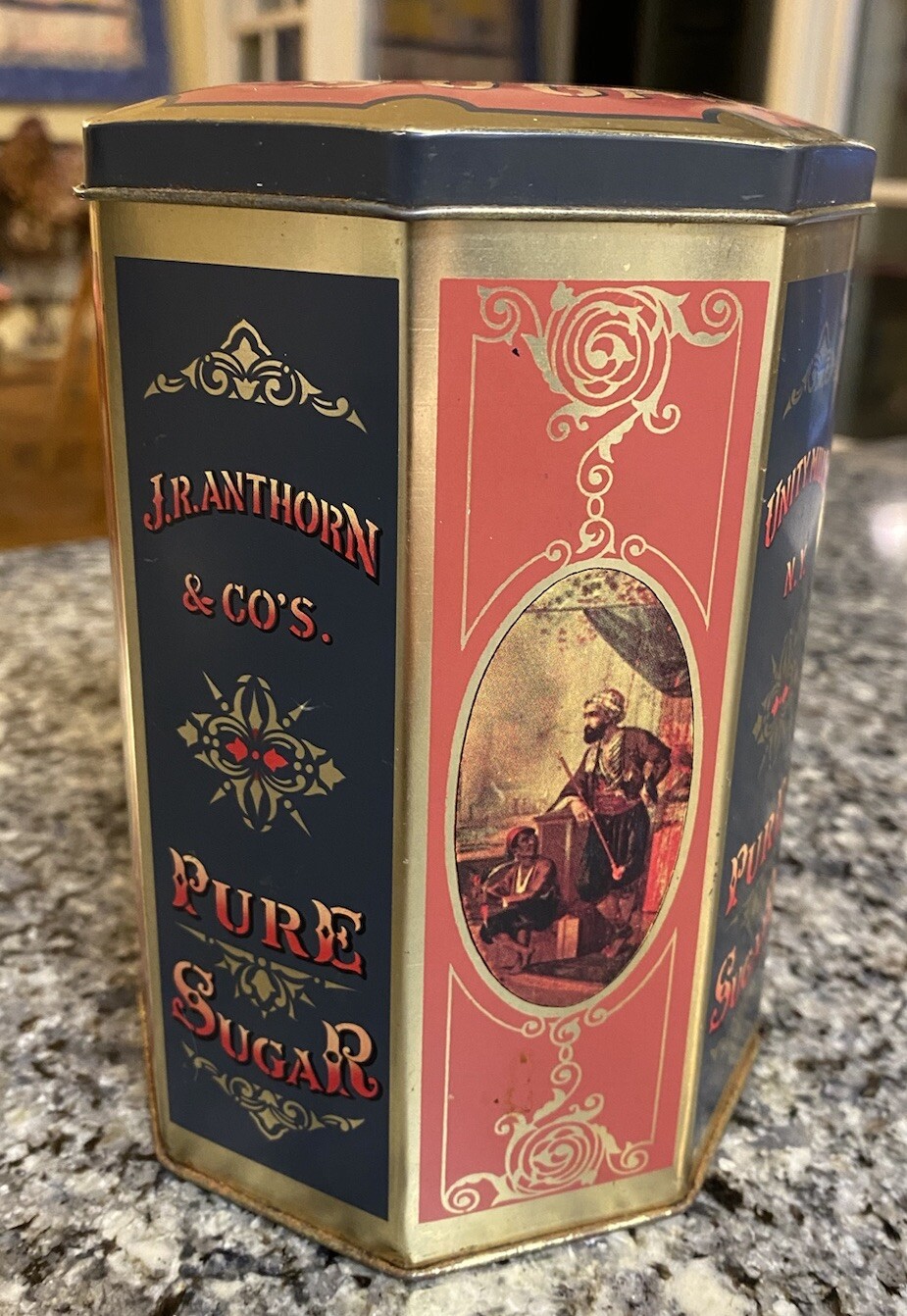 Pure Sugar Unity Mills NY Collectors Tin with Hinged Lid England J.R. Anthorn