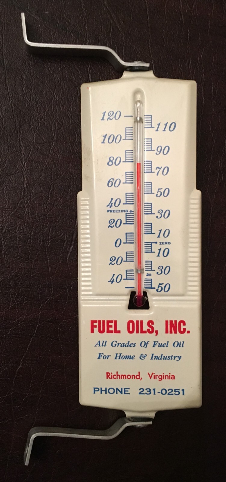FUEL OILS, INC. (RICHMOND, VA) INDOOR/OUTDOOR THERMOMETER – BEAUTIFUL CONDITION!