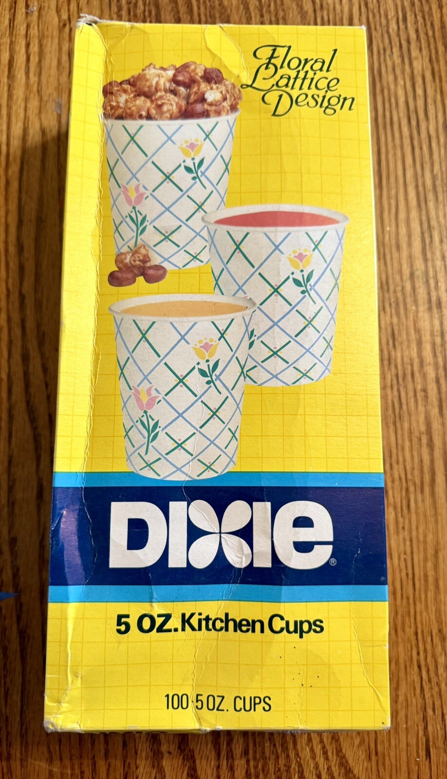 Vintage Dixie Cups Floral Lattice Design NOS Sealed Box 100pcs 1987 Kitchen
