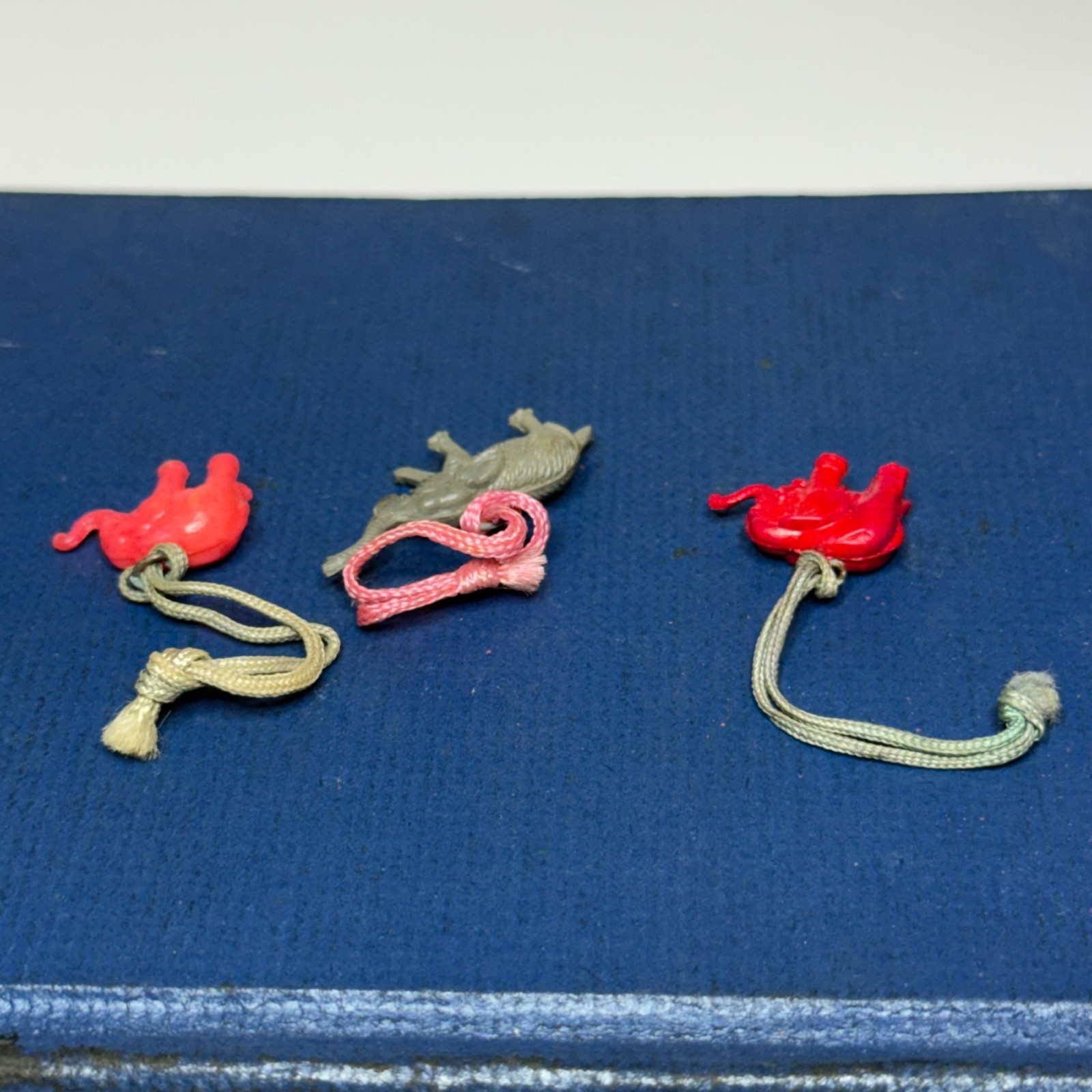 Lot of 3 Vintage Miniature Lucky Elephant Celluloid Cracker Jack Charms Prizes