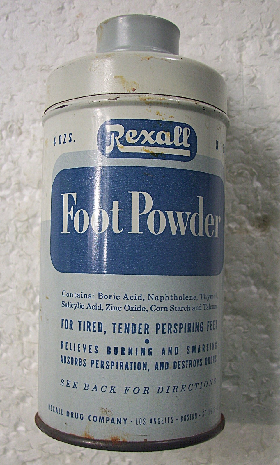 Vintage Rexall Drug Co. Foot Powder Can Tin 4 Oz.