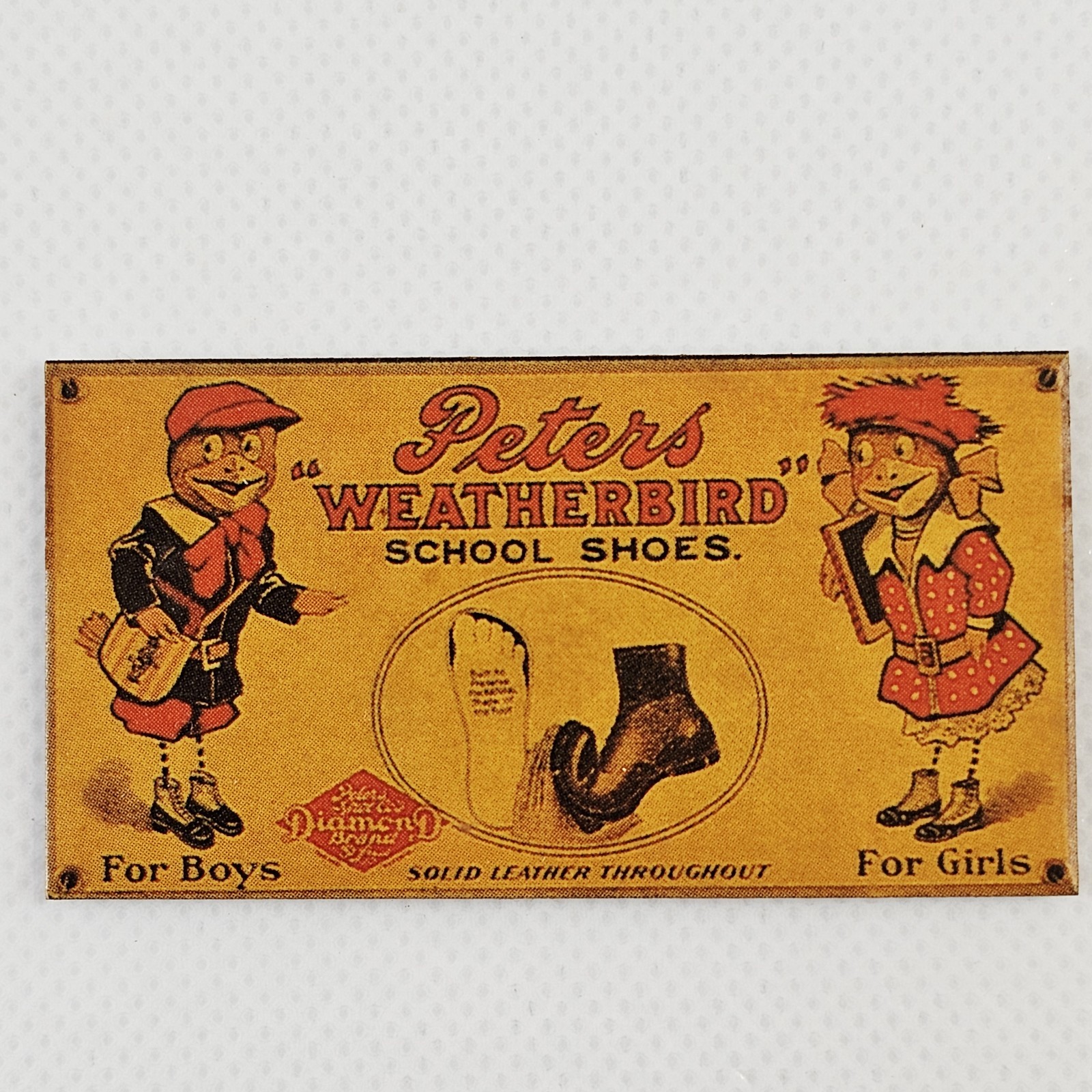 Peters Weatherbird School Shoes Advertising Fridge Magnet Vtg