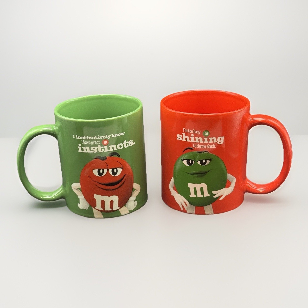 M&M’s Red & Green Character Mug Set 2024 Christmas Ceramic Coffee Cups 12oz Mars