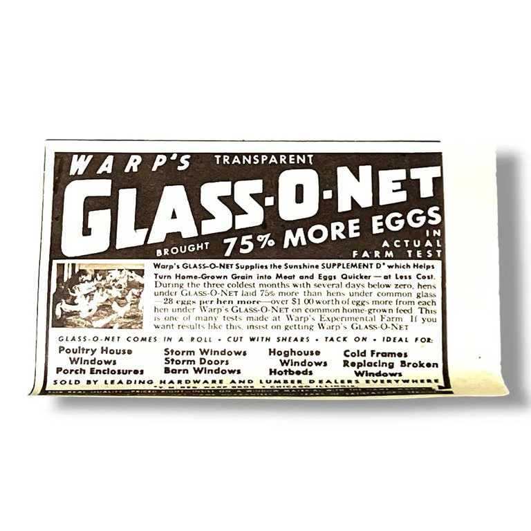 1930s Warps Transparent Glass-o-Net Agriculture Vtg Print Ad Chicago Illinois A