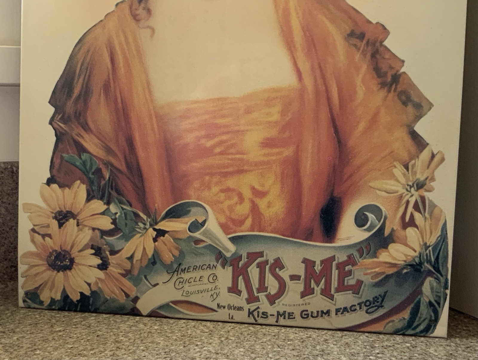 Vintage 1992 Desperate Sign Co. Reproduction Kis-Me Gum Advertising Tin Sign