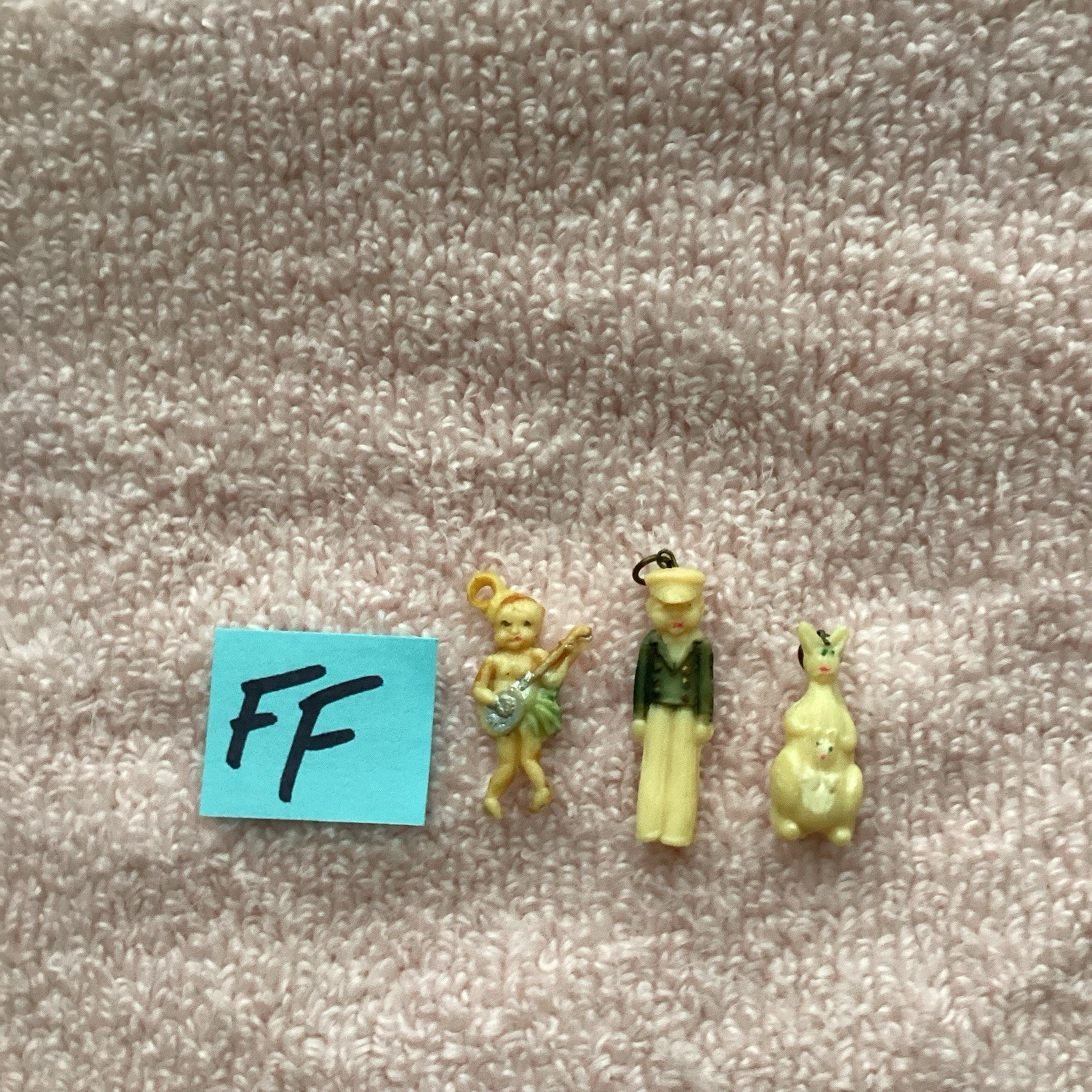 Antique Celluloid Charms, LOT FF, Sailor, Hula Girl, Kangaroo