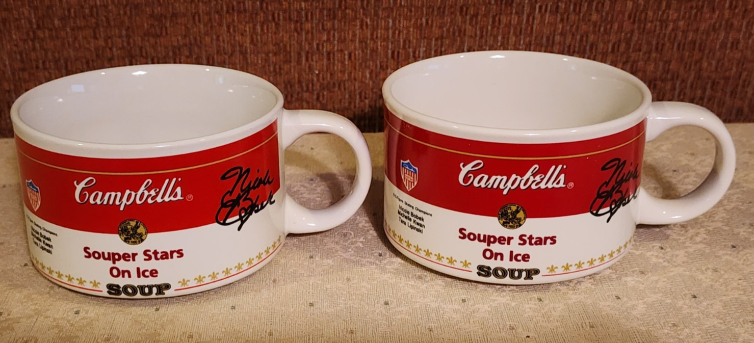 Campbell’s Soup Mug Cup Souper Stars – Lipinski, Kwan, & Bobek Auto’s – Set Of 2
