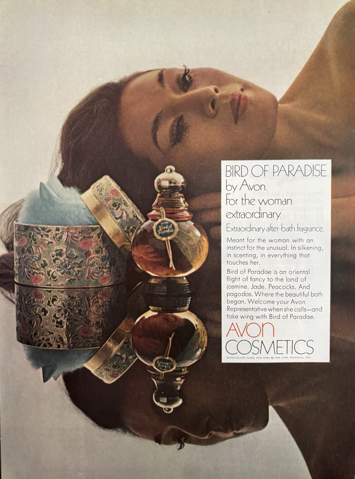 1969 Avon Original Vintage Advertisement Bird Of Paradise Perfume Print Ad