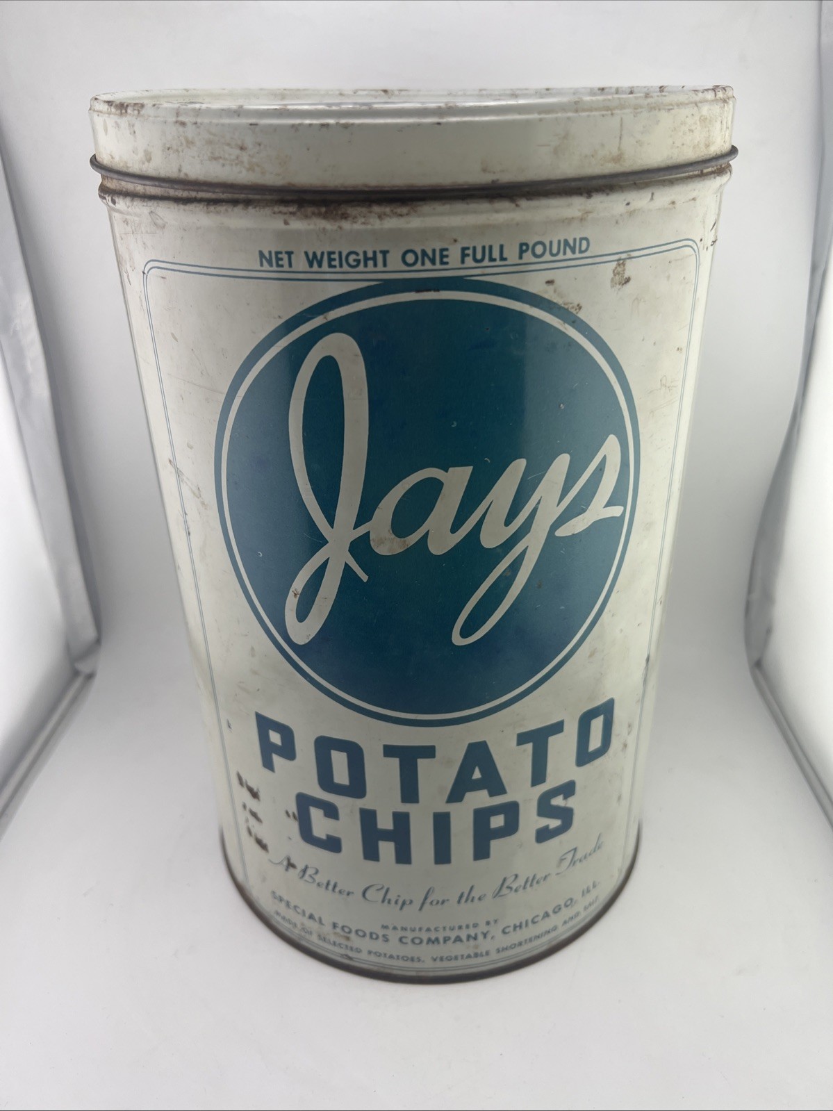 Vintage Original Jays Potato Chips Empty Tin Can