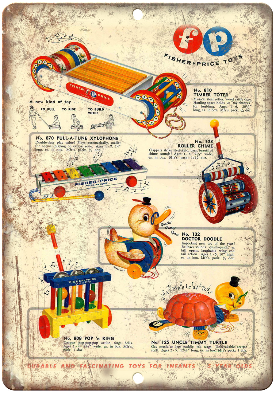 Fisher Price Toys Vintage Ad Timber Totter 12″x9″ Reproduction Metal Sign ZD01