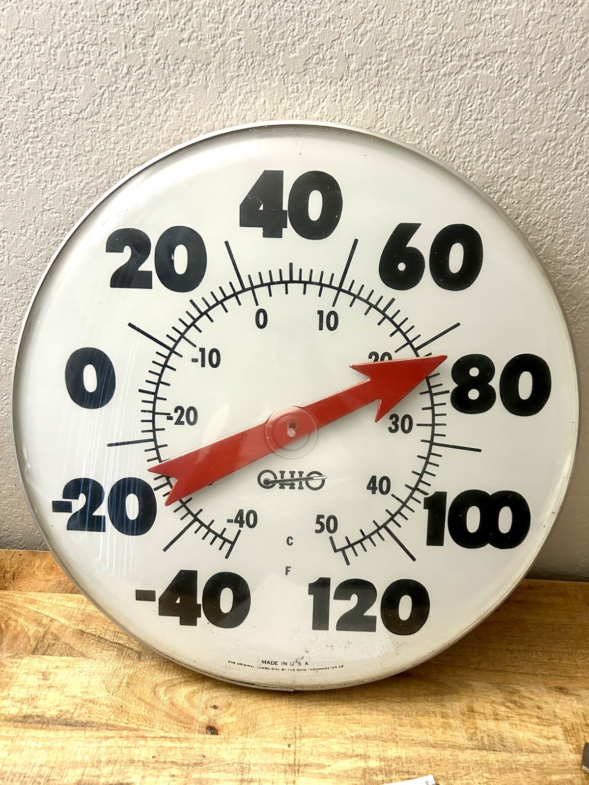 Ohio Original Jumbo Dial Thermometer 18” Made in USA Vintage Rare