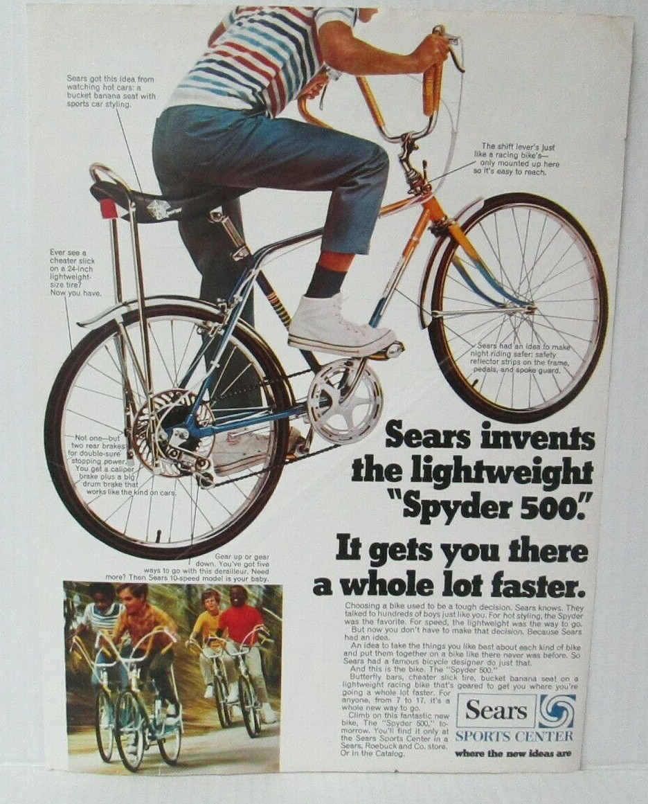 SEARS SPORTS CENTER SPYDER 500 BICYCLE Vtg 1970’s 9.5″ X 13″ Magazine Ad LM46