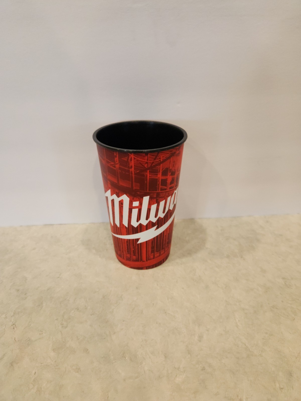 LOT OF 6 Genuine Milwaukee 22oz Plastic Stadium Cup New (Red And Black In Color)