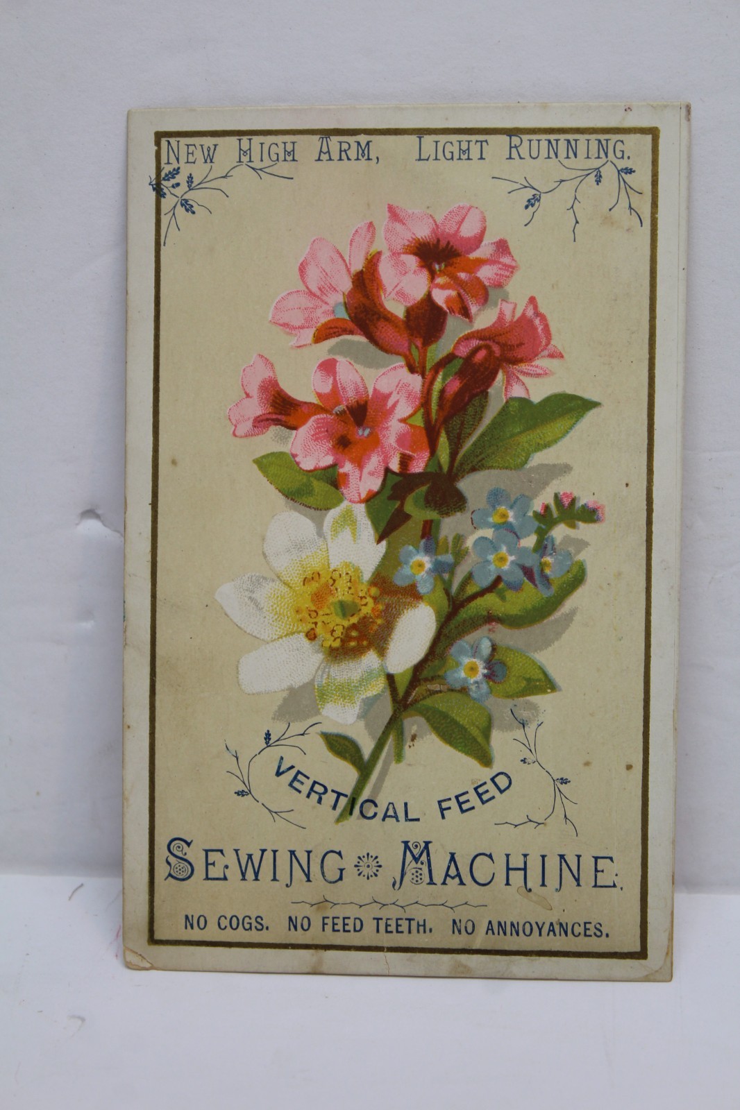 Antique Vertical Feed Sewing Machine Ad Trade Card