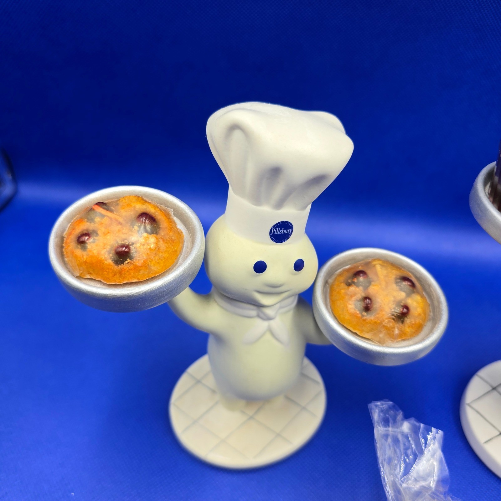 Vintage Pillsbury Doughboy ceramic candle holder Set Cupcake Cookies Kitchen 2pc
