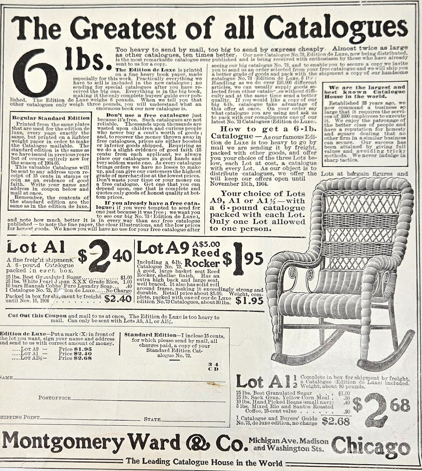 1904 Montgomery Ward & Co Catalog Advertising Print Ad Chicago Illinois