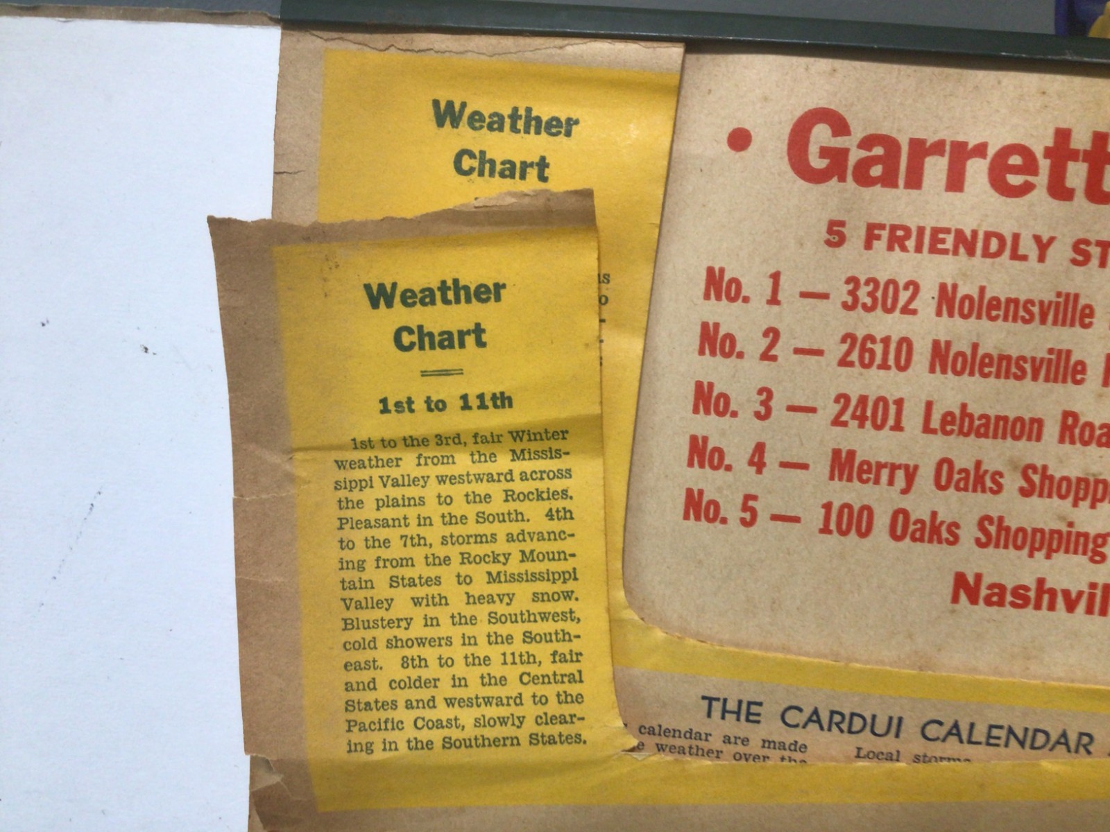 Garrett Drug Company Nashville Tenn. 1969 Calendar Cardui Black Draught Soltice