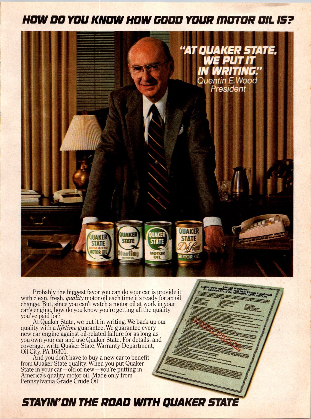 Quaker State Oil Staying On The Road With Quaker State print ad