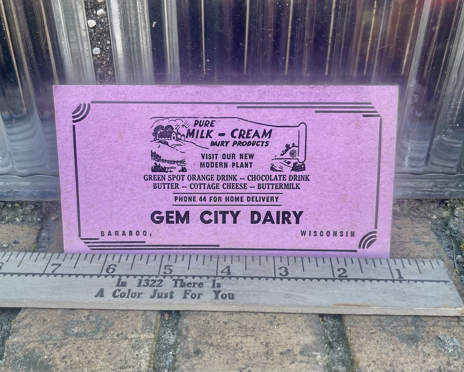 Vintage 1940s Gem City Dairy Baraboo WI Advertising Ink Blotter