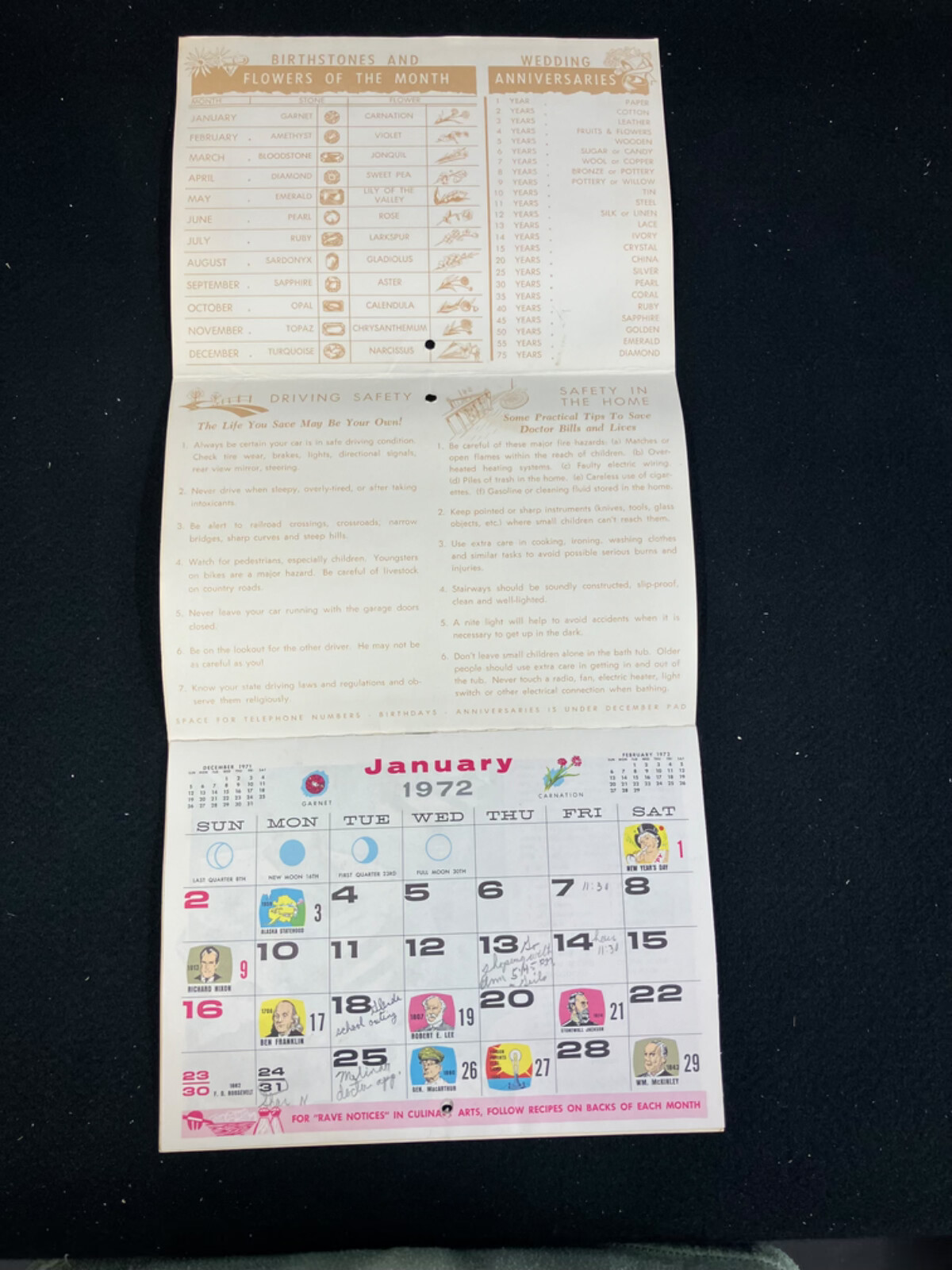 1972 FOLDOUT CALENDAR, HANDYMAN HARDWARE, CARSON, CALIFORNIA 8.5″X18.5″ UNFOLDED