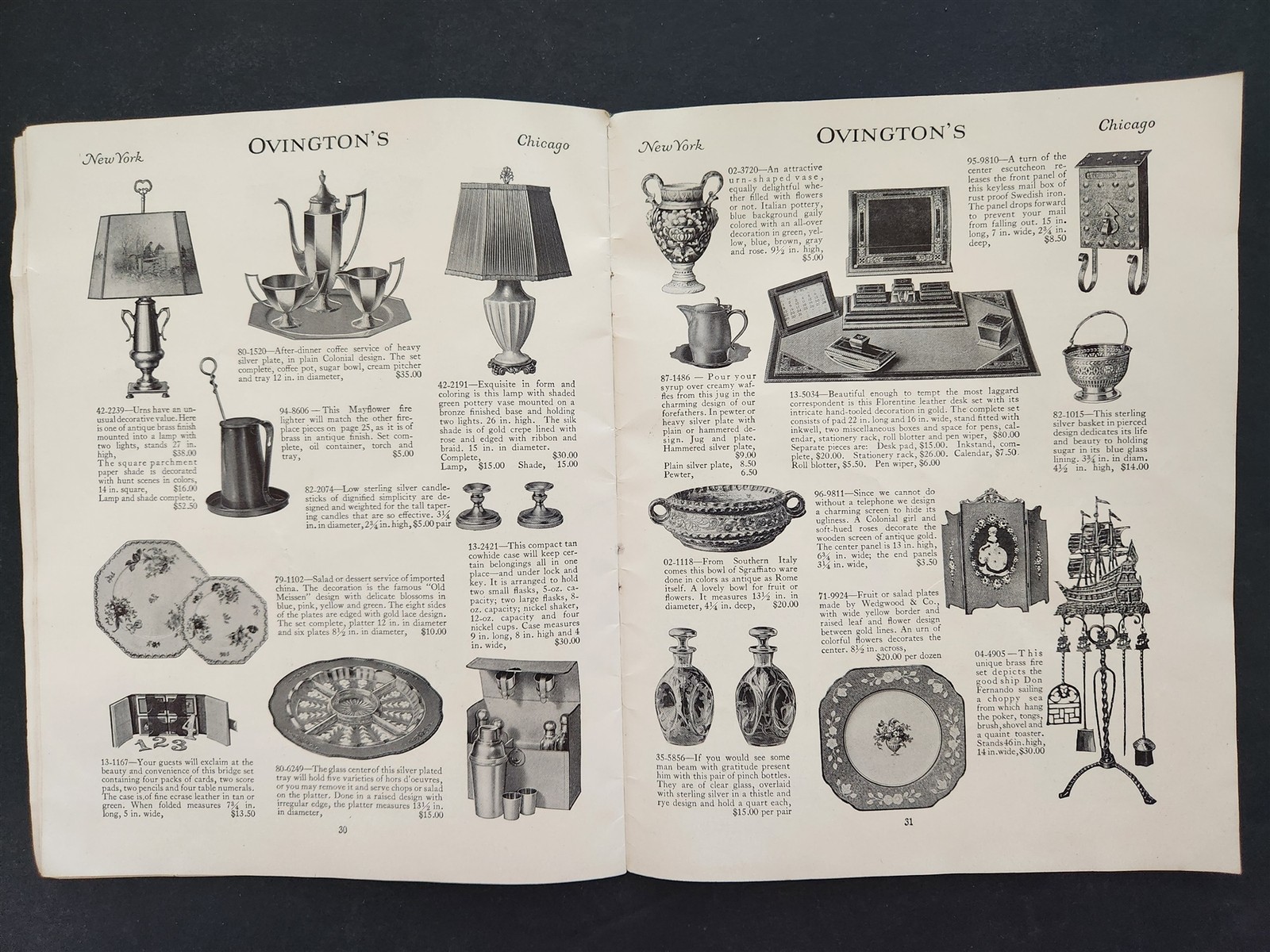 1927 antique OVINGTON’S BOOK 5th avenue ny GIFT CATALOG clock lamp clock MORE!