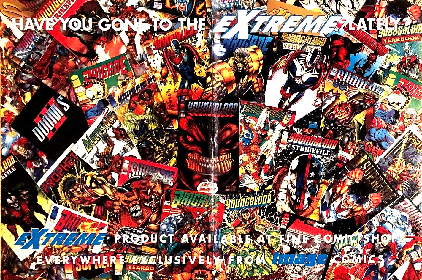 IMAGE EXTREME COMICS—VINTAGE 2-PAGE MAGAZINE ADVERTISEMENT—1993 MONTAGE PRINT AD