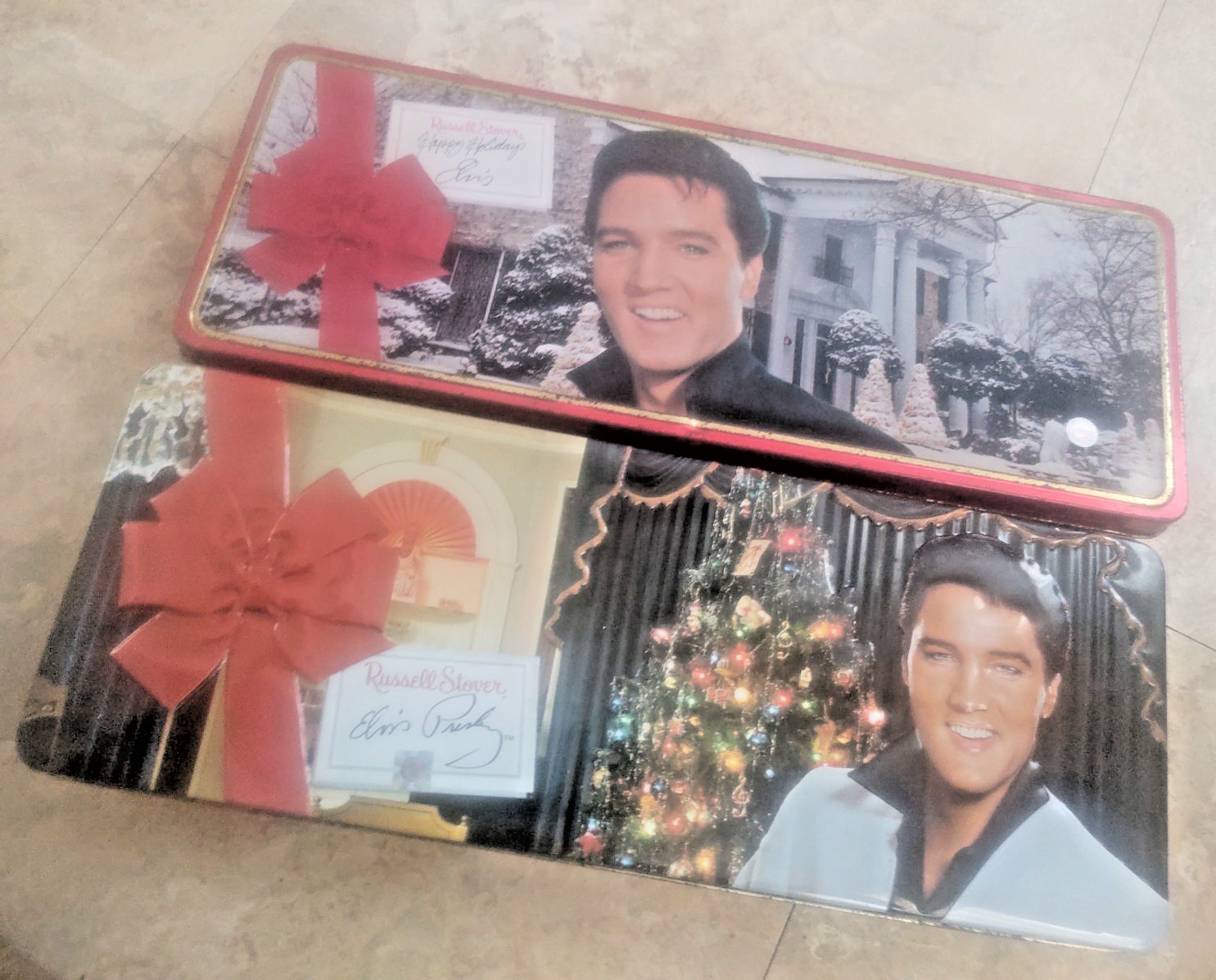 Russell Stover Elvis Presley Collectible Christmas candy tins 1997 & 1998