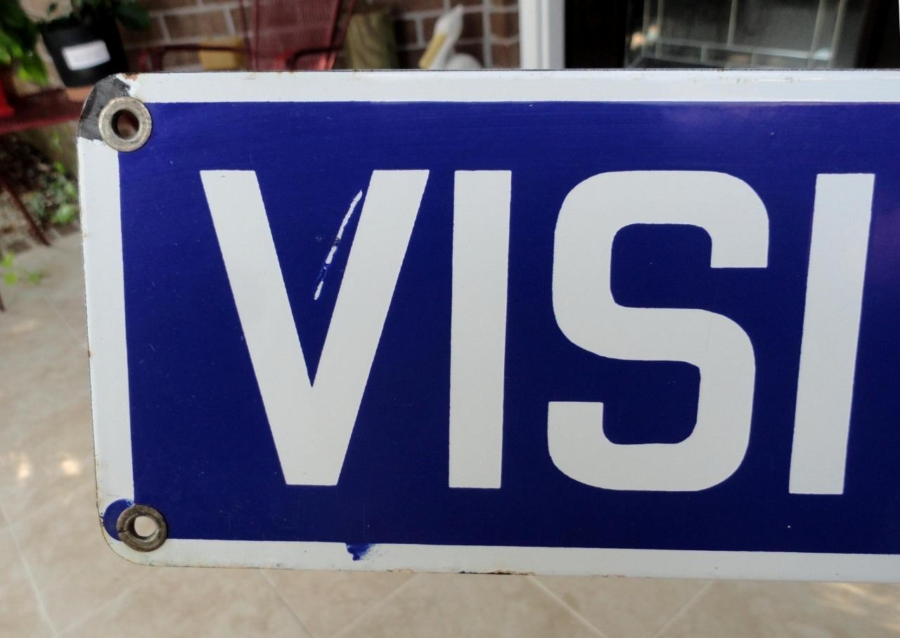 original vintage Visitors Online PORCELAIN Ready Made Sign Co. New York NY