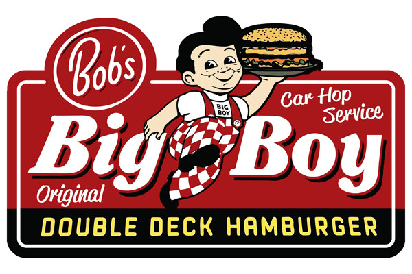 Bobs Big Boy Double Deck Hamburger Cut Out Metal Sign 23×14