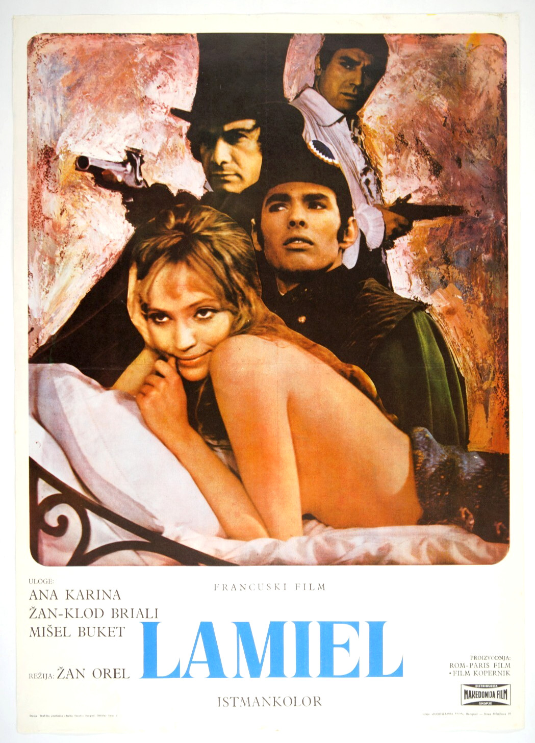 LAMIEL Original exYU movie poster 1967 ANNA KARINA, MICHEL BOUQUET, JEAN AUREL