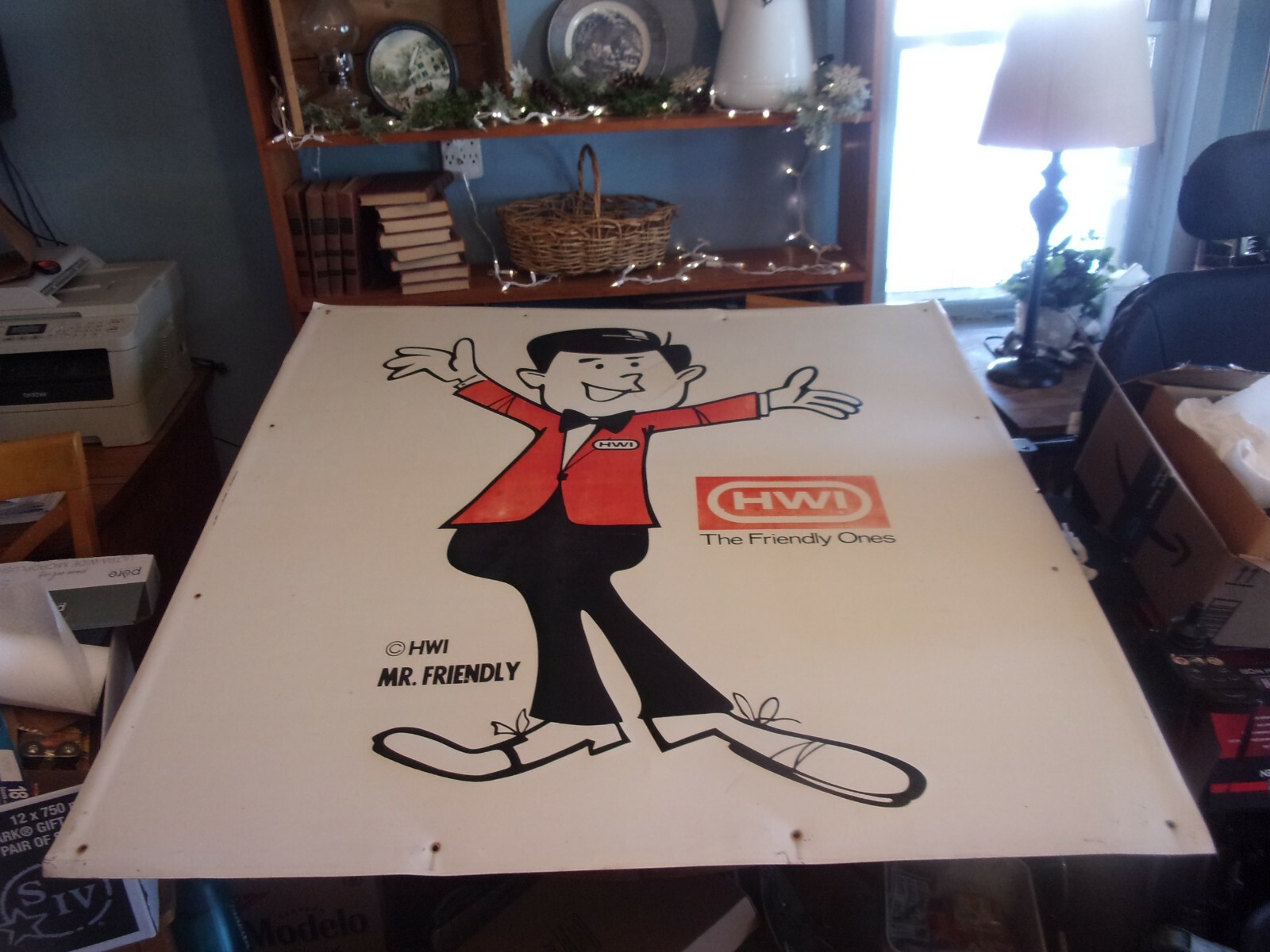 mr friendly hwi metal vintage advertizing sign 4ft x 4ft