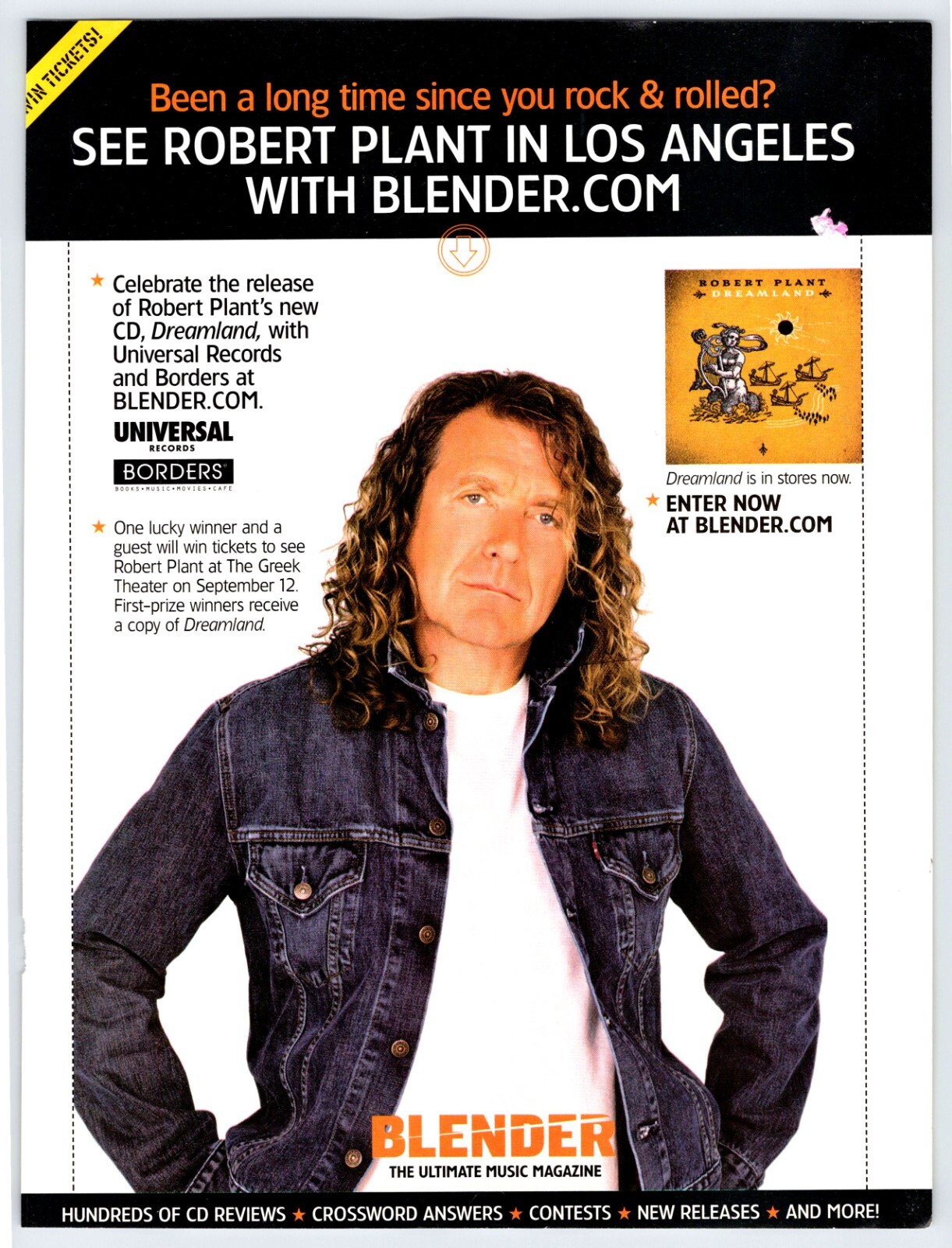 2002 ROBERT PLANT BLENDER PROMOTION AD Vintage 8″X11″ Magazine Ad 2000’s M500 B