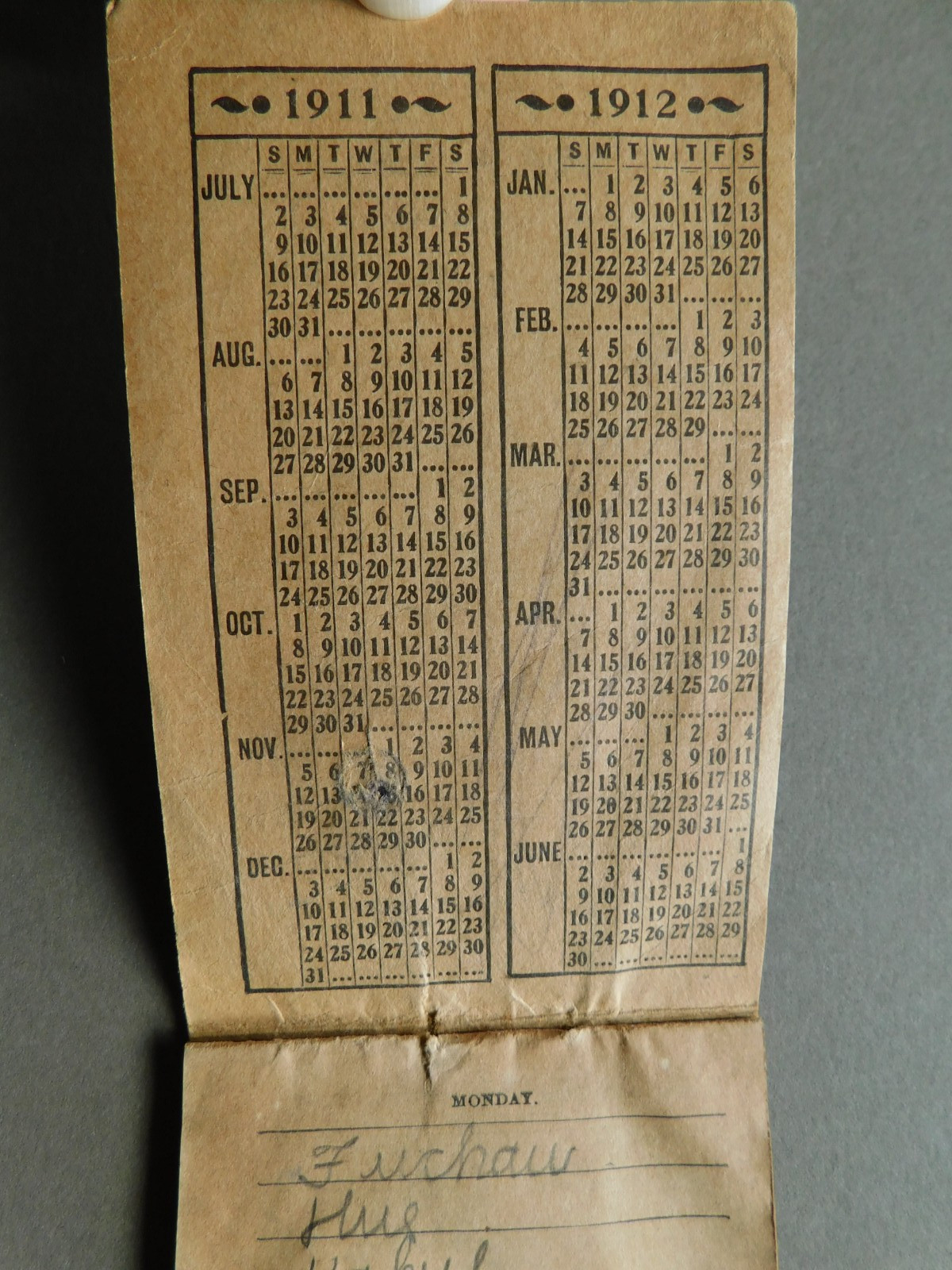 Advertising Pocket size : 1911 Calendar & Info – W A Farringer, Winfield Kansas