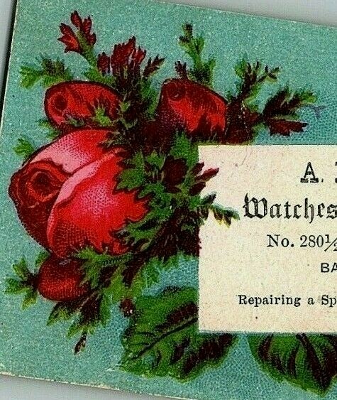 A Prince Watches & Jewelry Flowers Floral Victorian Calling Card Baltimore MD
