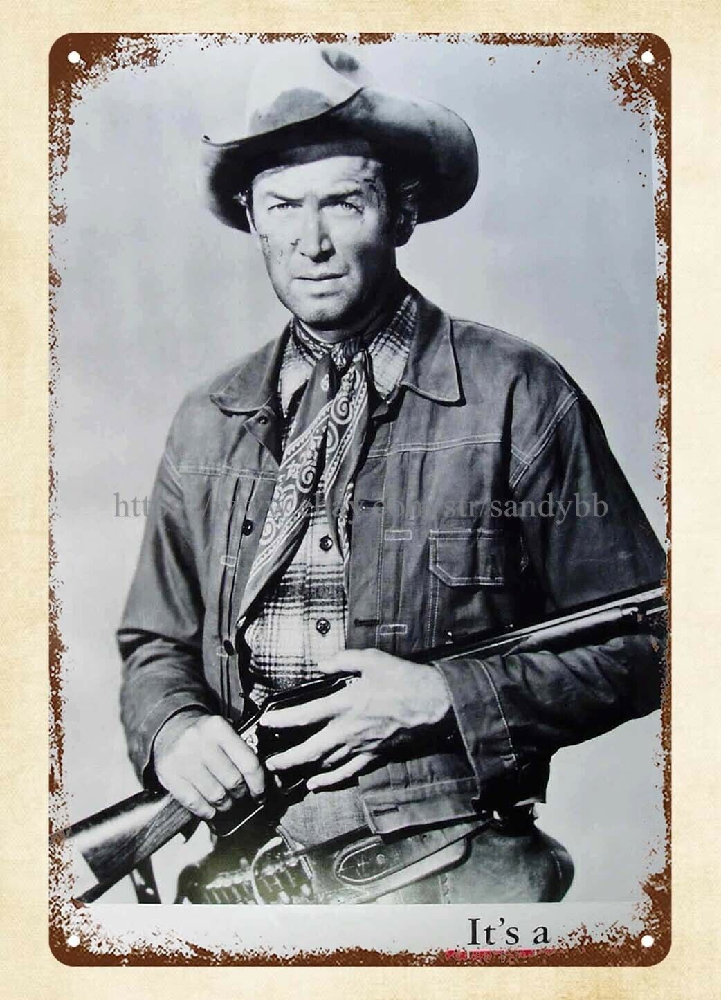 Indiana PA native actor director Jimmy Stewart Stetson hat metal tin sign