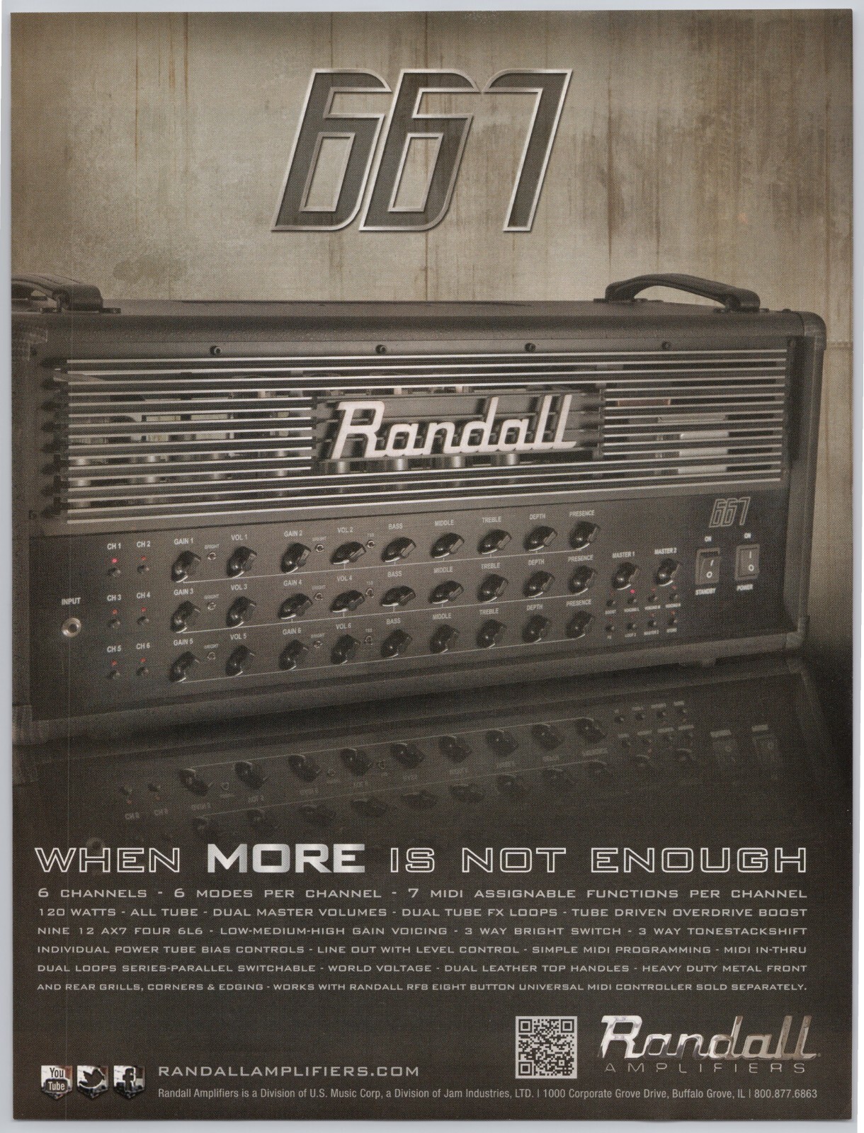2014 RANDALL 667 Guitar Amplifier Amp Head magazine ad