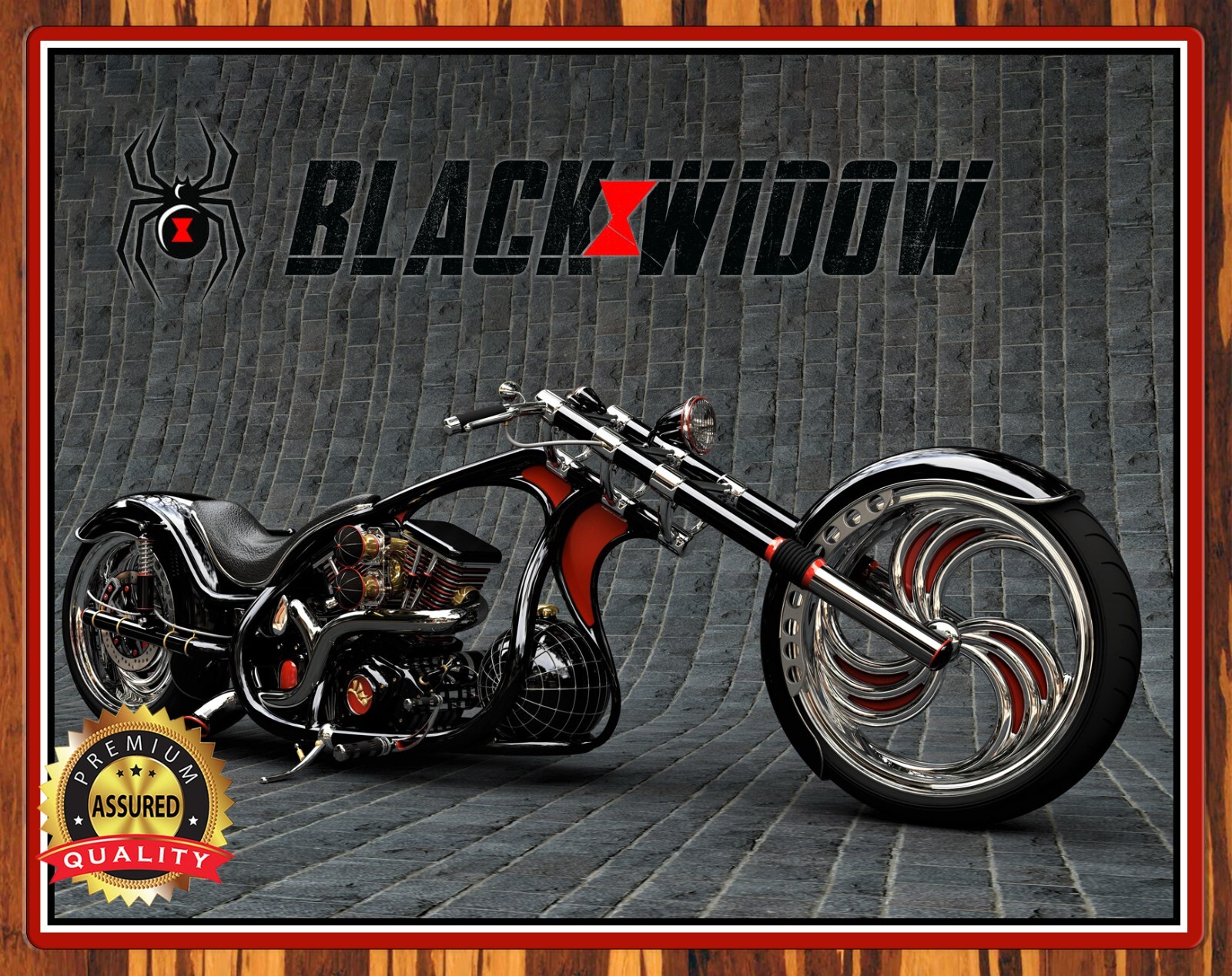 Black Widow – Chopper – Motorcycle – Rare – Metal Sign 11 x 14