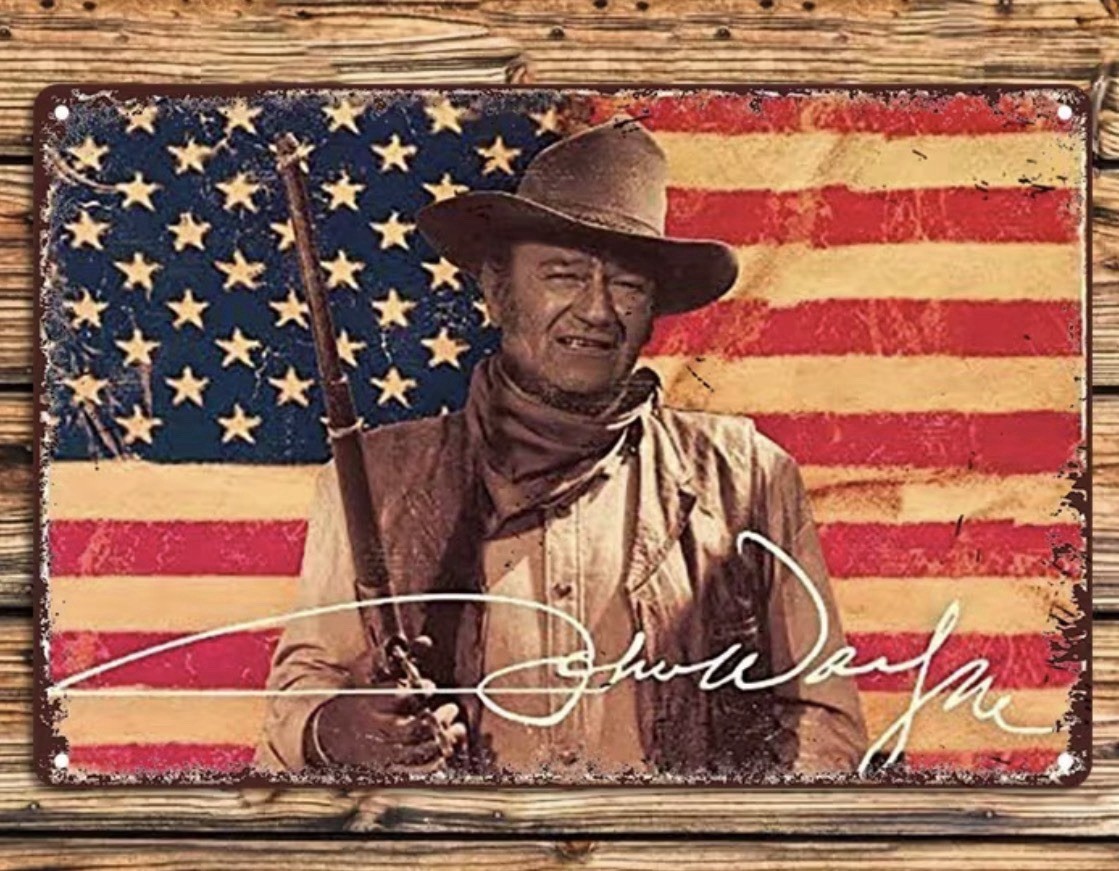 New Retro Metal Sign John Wayne US Flag 8 x 12 Inches Cowboy Man Cave Bar Den