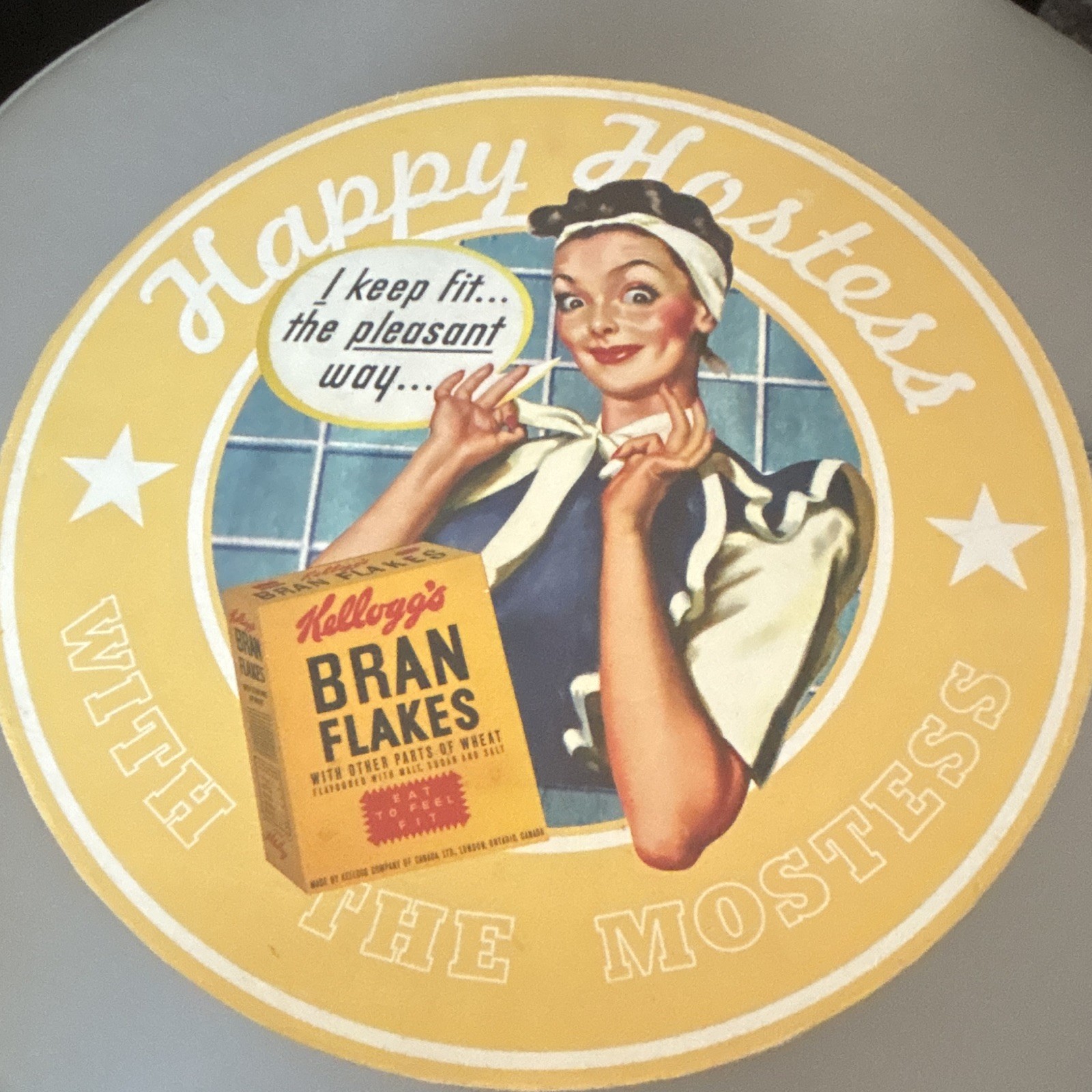 Kellogg’s Bran Flakes/All-Bran Happy Hostess Round Advertising box